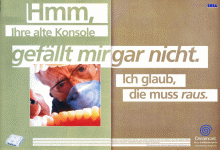 Hm, ihre alte Konsole gefällt mir gar nicht. Ich glaub, die muss raus. (Germany) Magazine Ad